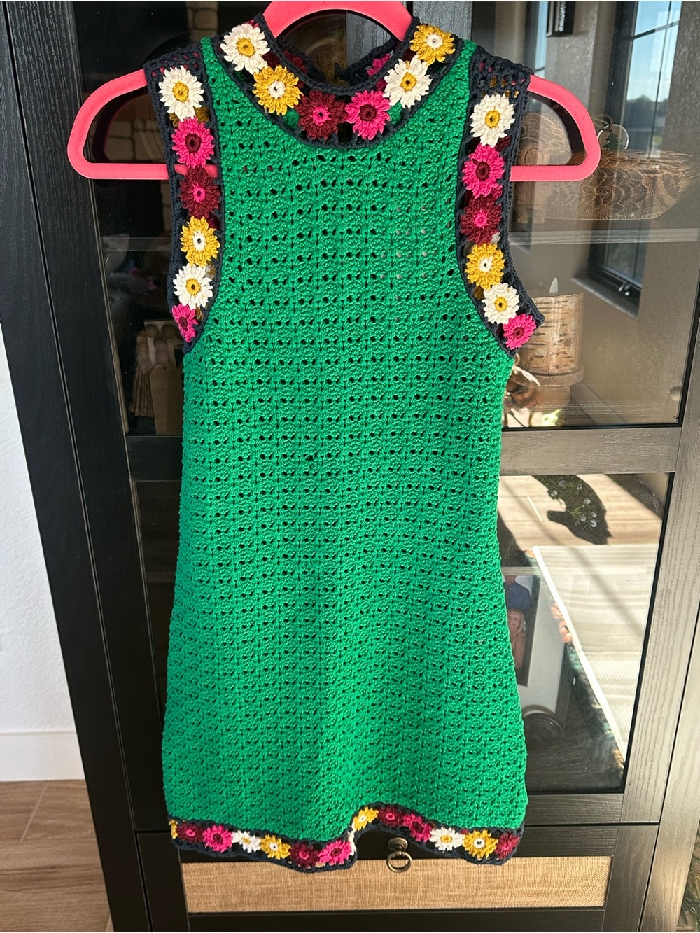 🆕NWT Zara FLORAL GREEN CROCHET KNIT COTTON DRESS LIMITED EDITION SZ S - Picture 2 of 6